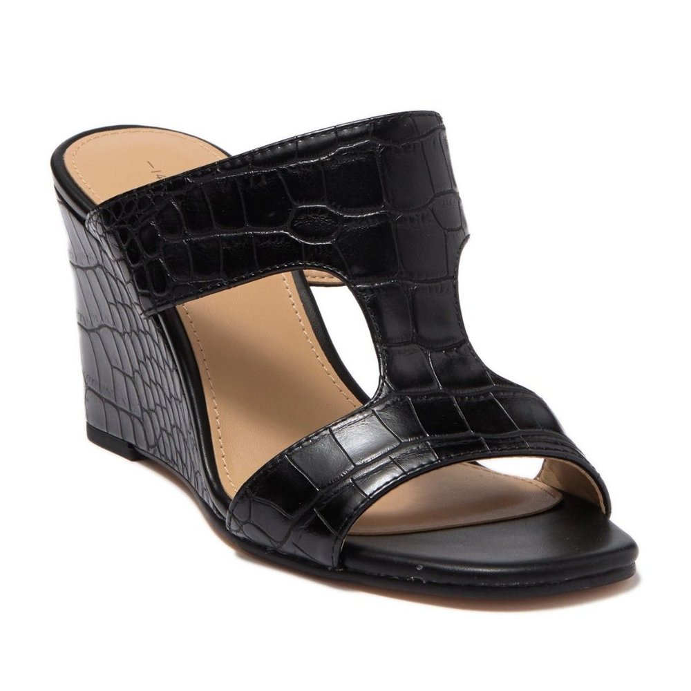 14th & Union Samira Croc Embossed Sandal Black US 7